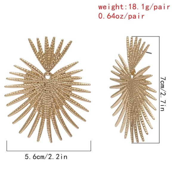 NEW GOLD SUNBURST STATEMENT EARRINGS, NICE EARRINGS, CUTE EARRINGS - Picture 3 of 5
